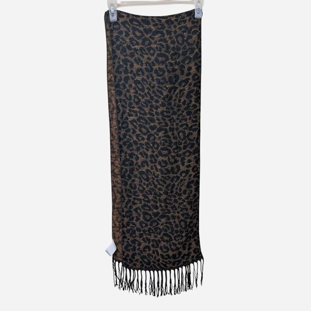 Leopard Print Fringed Scarf Animal Print Wrap Mob Wife Aesthetic